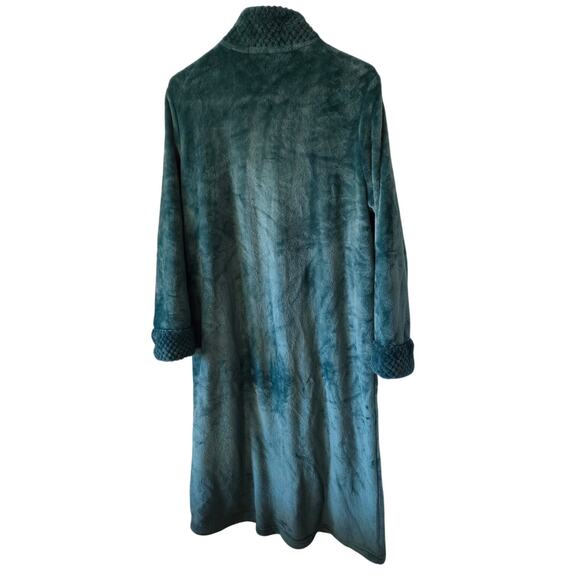 Stan Herman Medium Green Silky Shag Plush Tall Length Zip-Up Robe - Picture 2 of 7